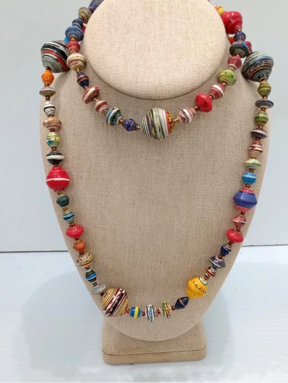 Colorful Multicolor Paper Bead Necklace - Women Jewelry
